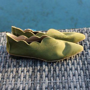 Vintage Women's 50’s Stunning Green Suede Low Heel Size 50M With Org. Box